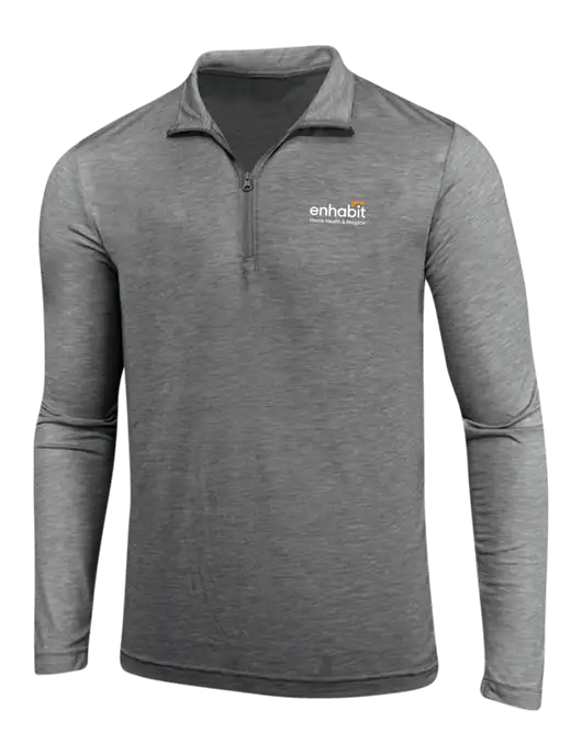 Dark Grey Heather Posicharge Tri-Blend Wicking 1/4 Zip Pullover w/Enhabit Logo
