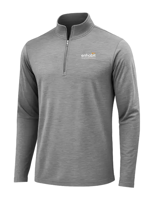 Dark Grey Heather Posicharge Tri-Blend Wicking 1/4 Zip Pullover w/Enhabit Logo