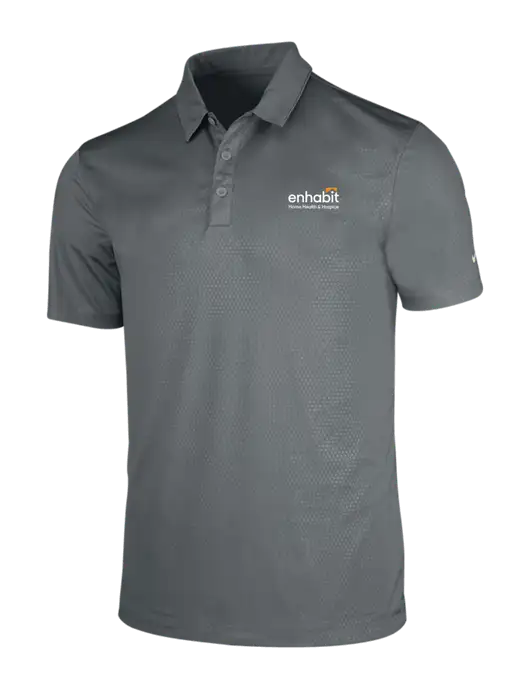 NIKE Medium Grey Dri-Fit Embossed Tri-Blade Polo w/Enhabit Logo