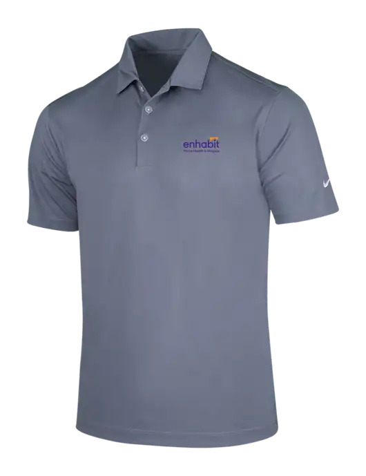 NIKE Medium Grey Dri-Fit Vertical Mesh Polo w/Enhabit Logo