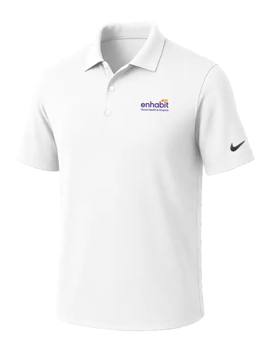 NIKE White Dri-Fit Micro Pique Polo w/Enhabit Logo