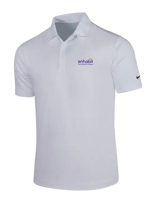 NIKE White Dri-Fit Vertical Mesh Polo w/Enhabit Logo
