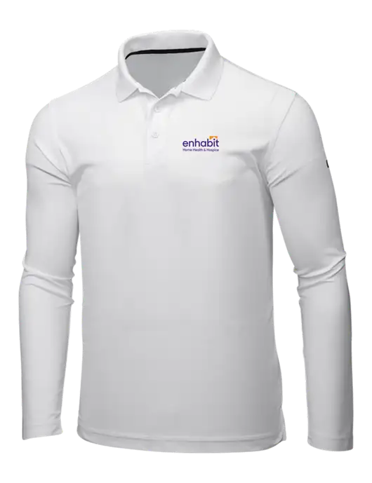 OGIO Bright White Caliber 2.0 Long Sleeve Polo w/Enhabit Logo