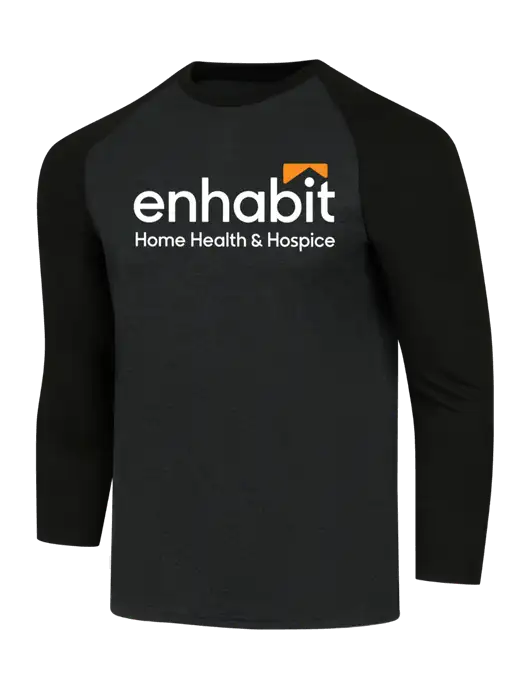 Simply Soft 3/4 Sleeve Black/Black Frost Ring Spun Cotton T-Shirt w/Enhabit Logo