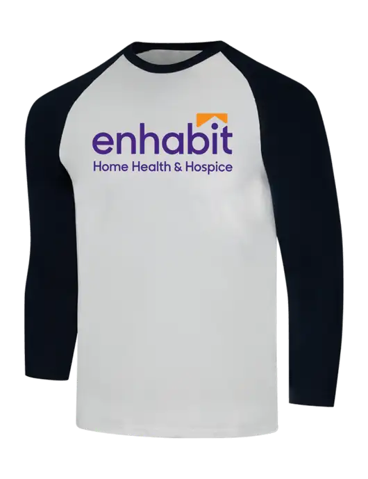 Simply Soft 3/4 Sleeve Black/White Ring Spun Cotton T-Shirt w/Enhabit Logo