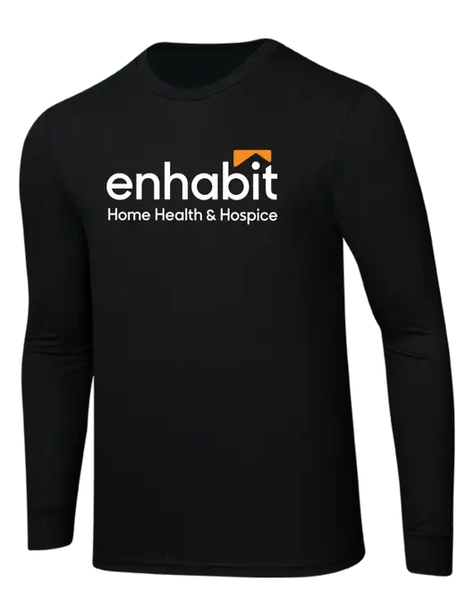 Simply Soft Long Sleeve Black 4.5 oz, Poly/Combed Ring Spun Cotton T-Shirt w/Enhabit Logo