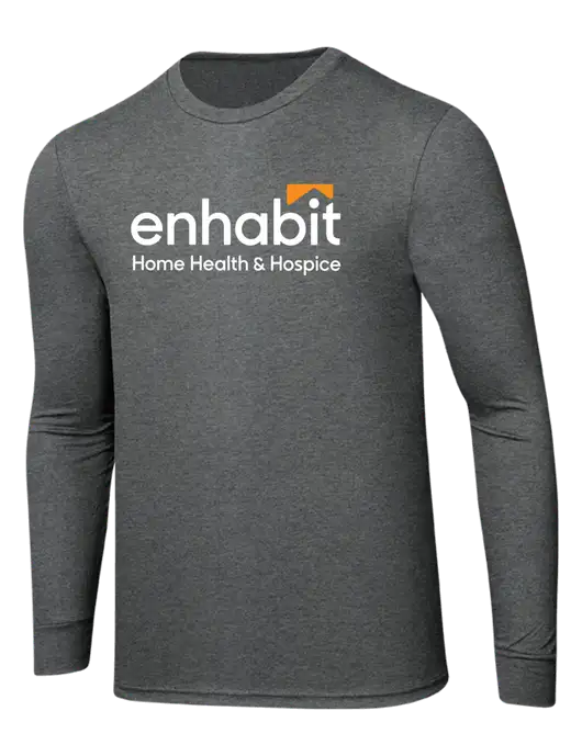 Simply Soft Long Sleeve Medium Grey Frost 4.5 oz, Poly/Combed Ring Spun Cotton T-Shirt w/Enhabit Logo