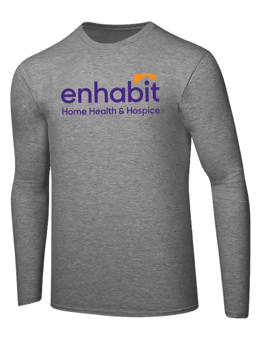 Ring Spun Light Heather Grey 4.5 oz Long Sleeve T-Shirt w/Enhabit Logo