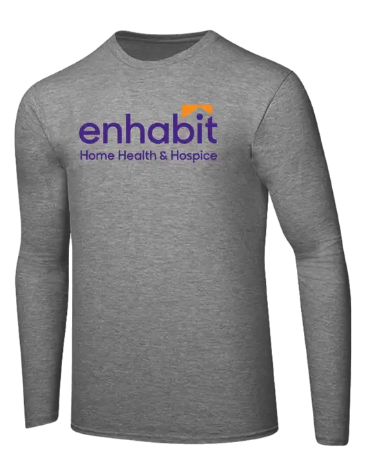 Ring Spun Light Heather Grey 4.5 oz Long Sleeve T-Shirt w/Enhabit Logo