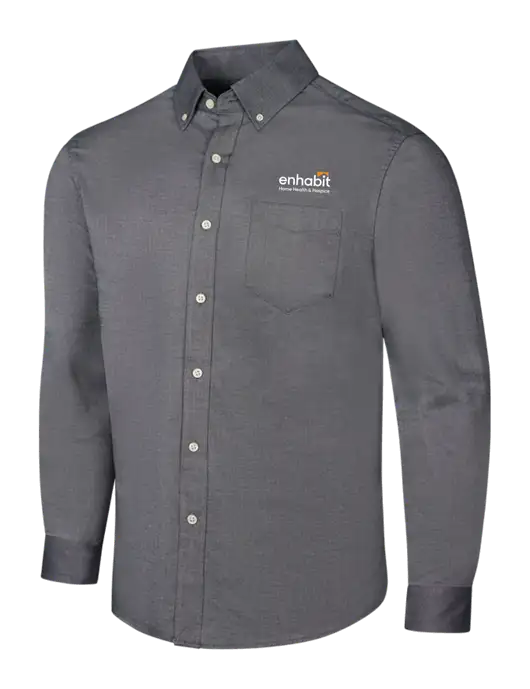 Dark Grey SuperPro Oxford Shirt w/Enhabit Logo