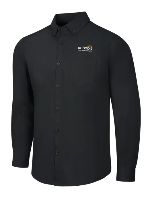 Black Long Sleeve Carefree Poplin Shirt w/Enhabit Logo