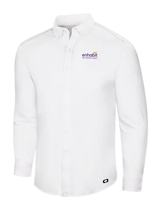 OGIO Bright White Modern Code Stretch Button-Up Shirt w/Enhabit Logo