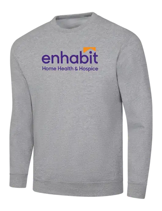 Light Grey Heather 7.8 oz Ring Spun Crew Sweatshirt w/Enhabit Logo