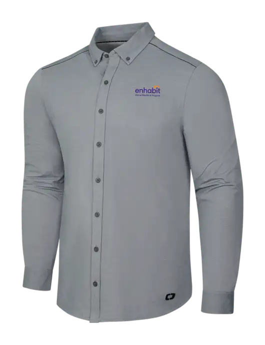 OGIO Medium Grey Heather Modern Code Stretch Button-Up Shirt w/Enhabit Logo