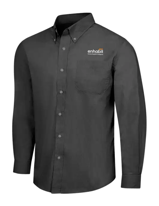Soft Black Crosshatch Easy Care Shirt w/Enhabit Logo