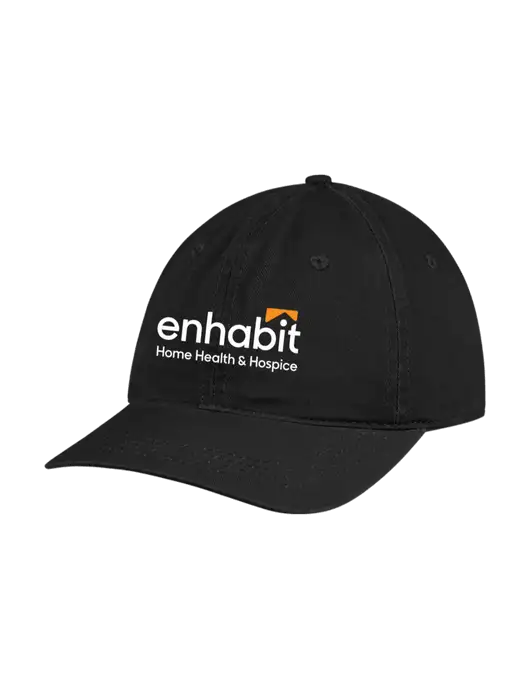 Garment Washed Unstructured Twill Black Cap w/Enhabit Logo