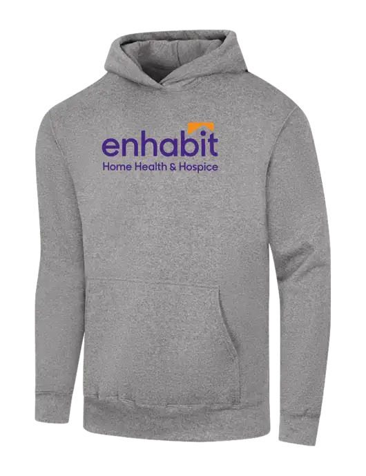 Light Grey Heather 7.8 oz Ring Spun Hooded Sweatshirt w/Enhabit Logo