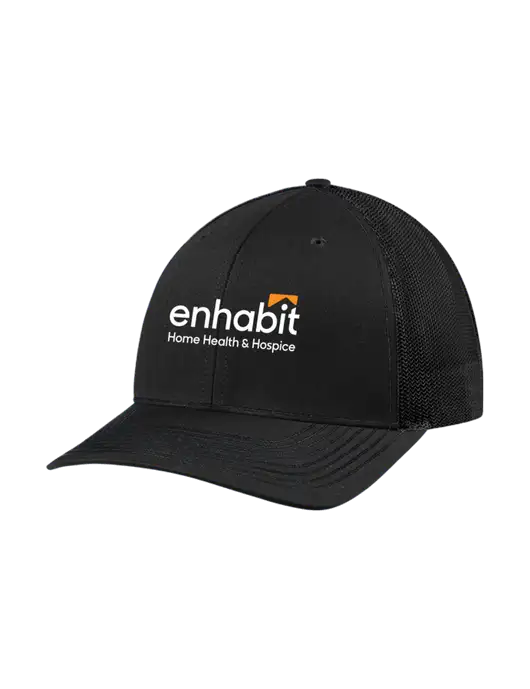 Richardson Adjustable Snapback Original 112 Trucker Cap Black w/Black Mesh w/Enhabit Logo