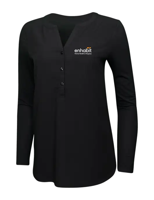 Womens Black Concept Henley Tunic w/Enhabit Logo
