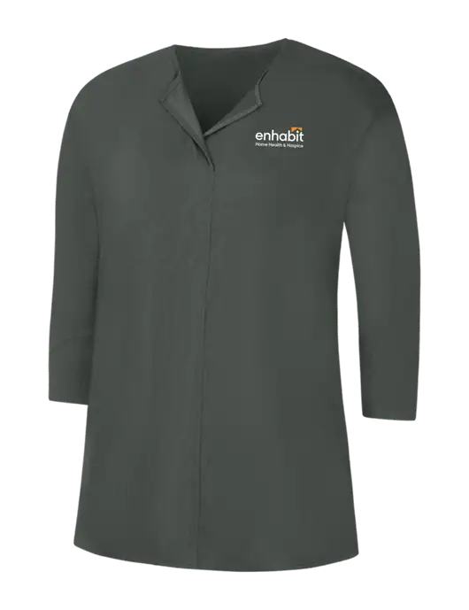 Dark Grey Womens Concept 3/4 Sleeve Soft Split Neck Top w/Enhabit Logo