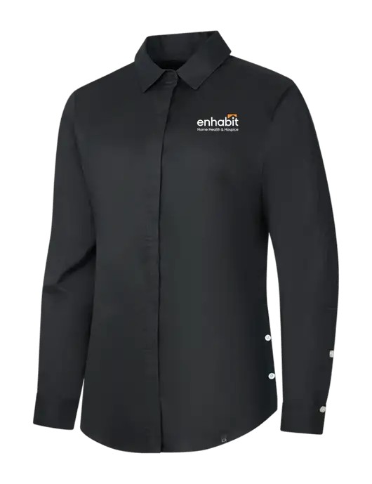 OGIO Womens Black Commuter Woven Shirt w/Enhabit Logo