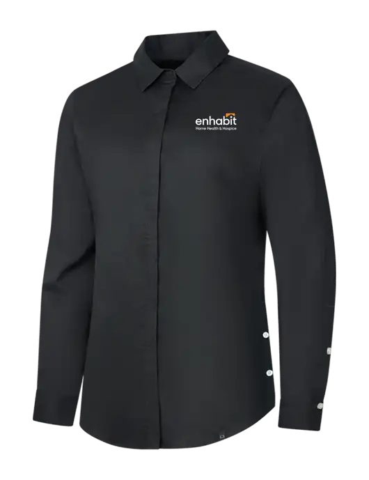 OGIO Womens Black Commuter Woven Shirt w/Enhabit Logo