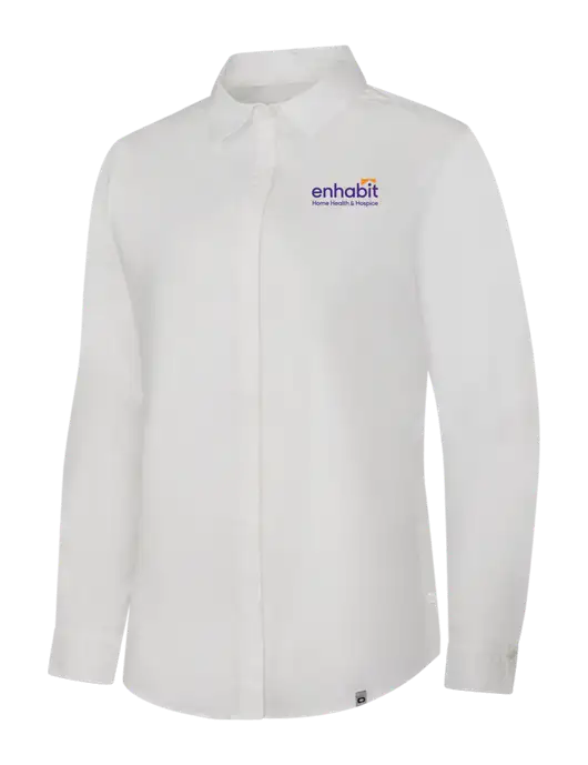 OGIO Womens White Commuter Woven Shirt w/Enhabit Logo