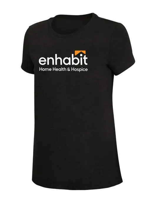 Womens Simply Soft Black 4.5oz Poly/Combed Ring Spun Cotton T-Shirt w/Enhabit Logo