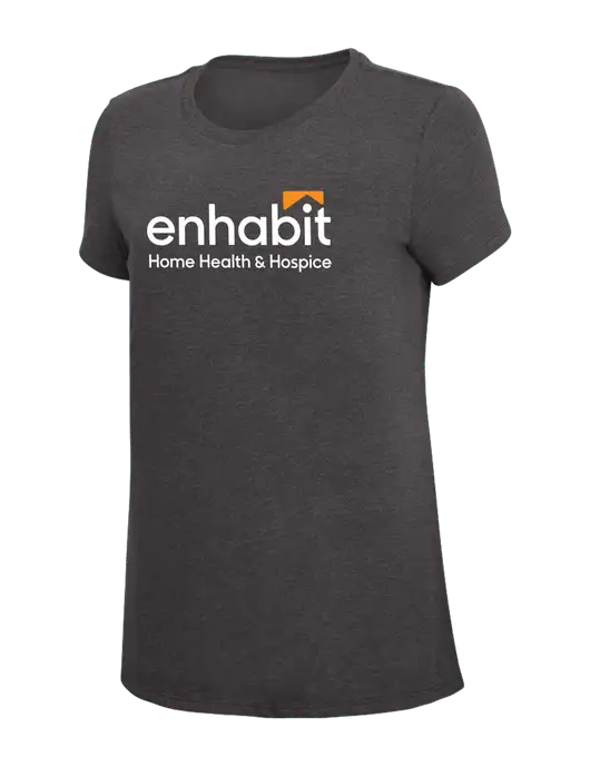 Womens Simply Soft Heather Charcoal 4.5oz  Poly/Combed Ring Spun Cotton T-Shirt w/Enhabit Logo