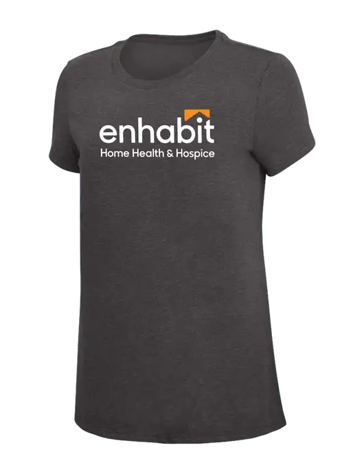 Womens Simply Soft Heather Charcoal 4.5oz  Poly/Combed Ring Spun Cotton T-Shirt w/Enhabit Logo
