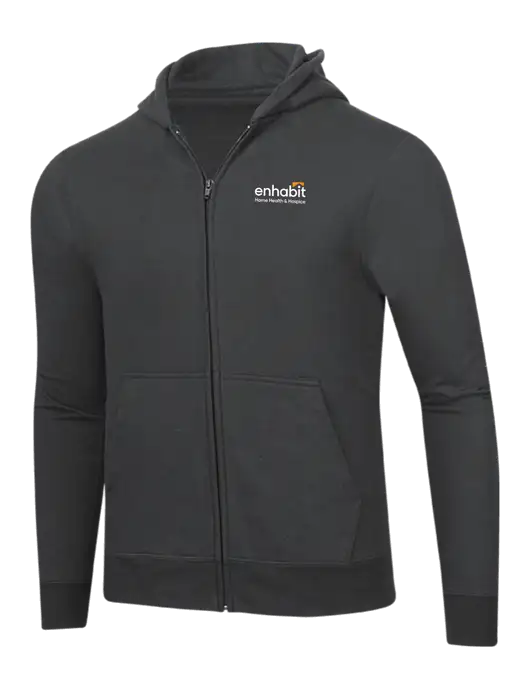 Charcoal 8.5 oz Ring Spun Zip Hooded Sweatshirt w/Enhabit Logo