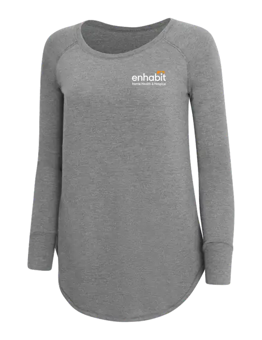 Womens Perfect Wide Collar Tunic Tri-Blend Grey Frost 4.5 oz T-Shirt w/Enhabit Logo