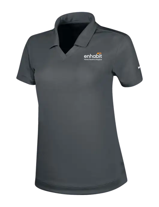 NIKE Dark Grey Womens Dri-Fit Micro Pique Polo w/Enhabit Logo