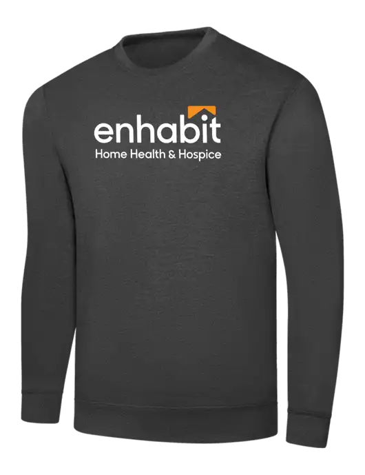 Dark Heather Grey 7.8 oz Ring Spun Crew Sweatshirt w/Enhabit Logo