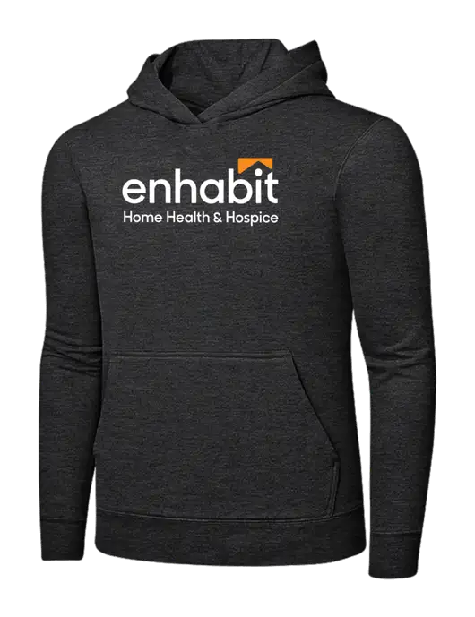 Dark Heather Grey 7.8 oz Ring Spun Hooded Sweatshirt w/Enhabit Logo
