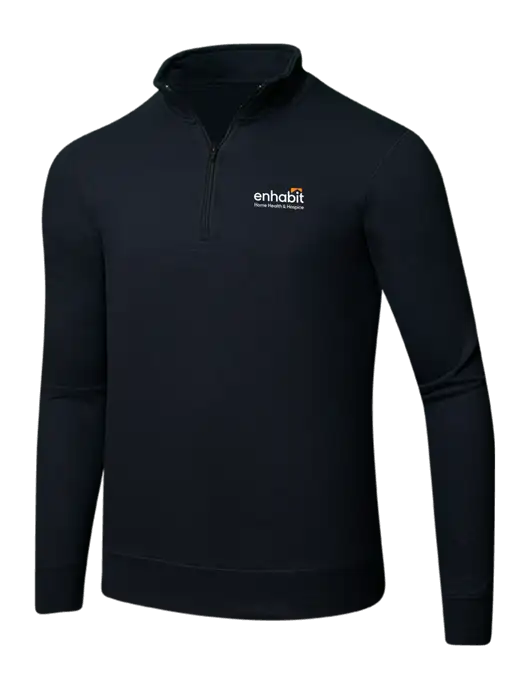 Jet Black 8.5 oz Ring Spun 1/4 Zip Pullover Sweatshirt w/Enhabit Logo