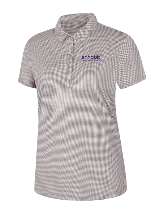Light Grey/White Womens Gingham Polo w/Enhabit Logo