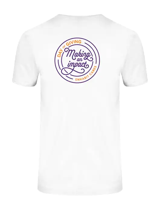 Ring Spun White 4.5 oz T-Shirt w/Day of Giving Logo, Enhabit Cares Logo