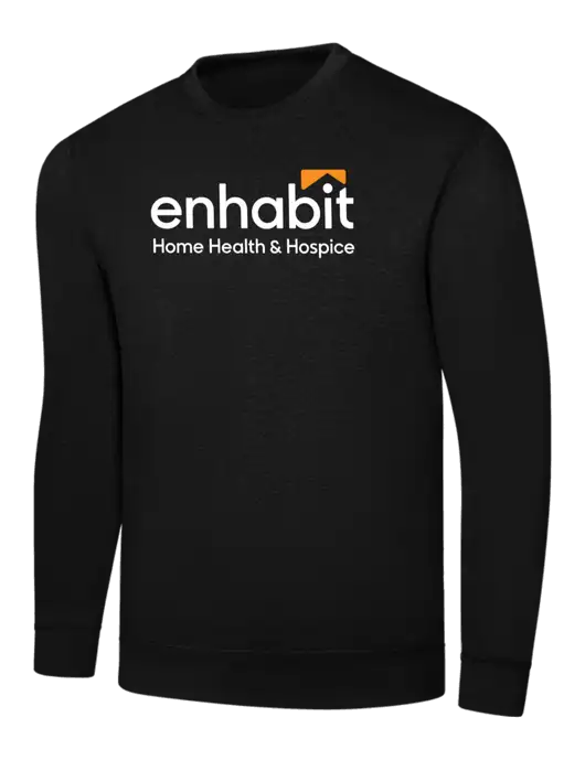 Black 7.8 oz Ring Spun Crew Sweatshirt w/Enhabit Logo