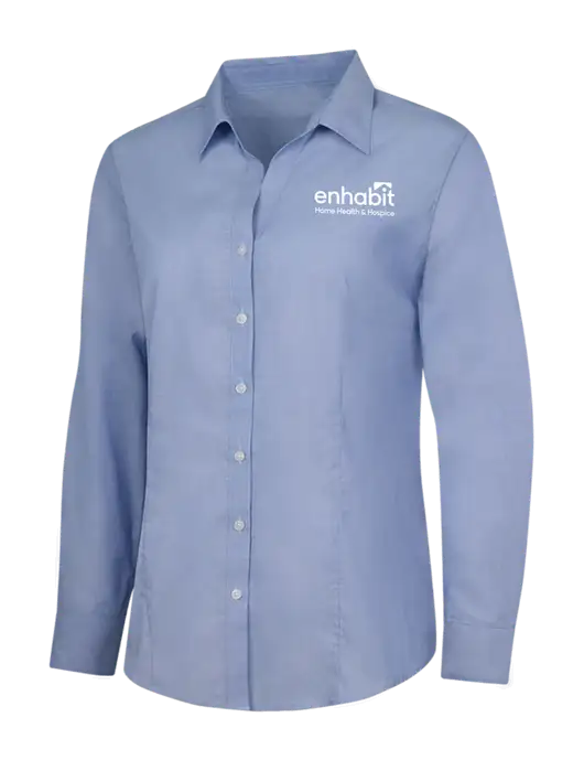 Light Slate Blue Womens Crosshatch Easy Care Shirt w/Enhabit Logo