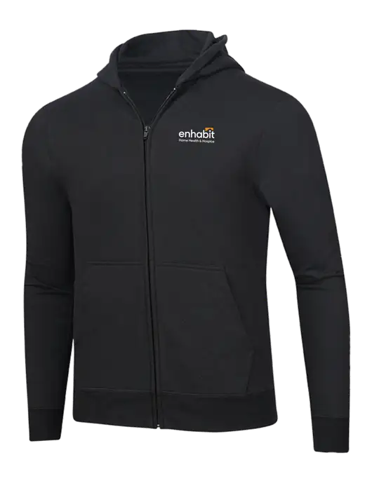 Jet Black 8.5 oz Ring Spun Zip Hooded Sweatshirt w/Enhabit Logo