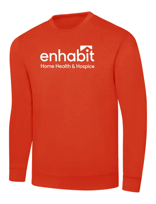 Orange 7.8 oz Ring Spun Crew Sweatshirt w/Enhabit Logo