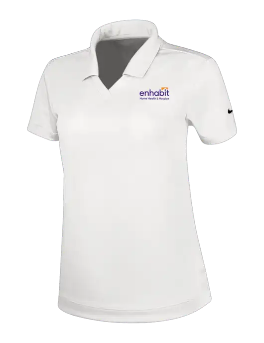 NIKE White Womens Dri-Fit Micro Pique Polo w/Enhabit Logo