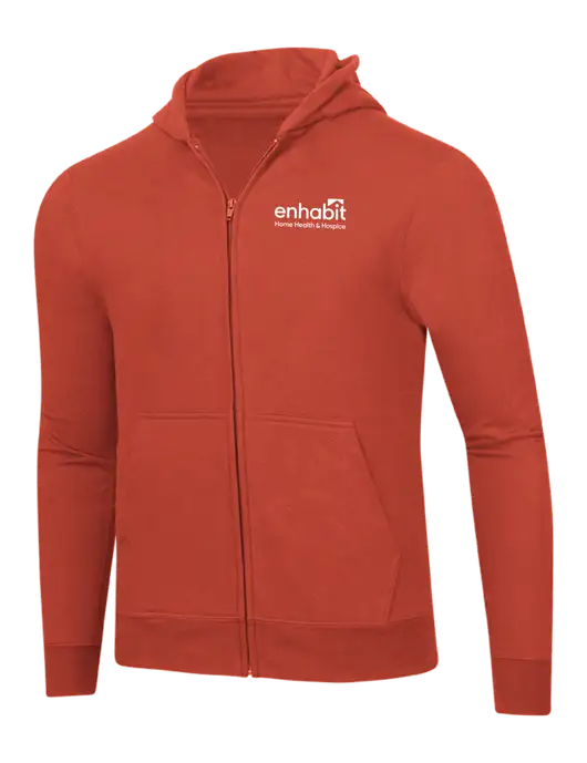 Orange 8.5 oz Ring Spun Zip Hooded Sweatshirt w/Enhabit Logo