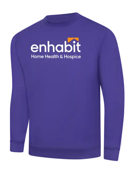 Purple 9 oz 50/50 Cotton/Poly Crew Sweatshirt w/Enhabit Logo