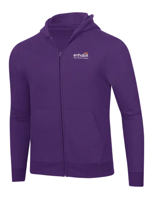 Purple 8.5 oz Ring Spun Zip Hooded Sweatshirt w/Enhabit Logo