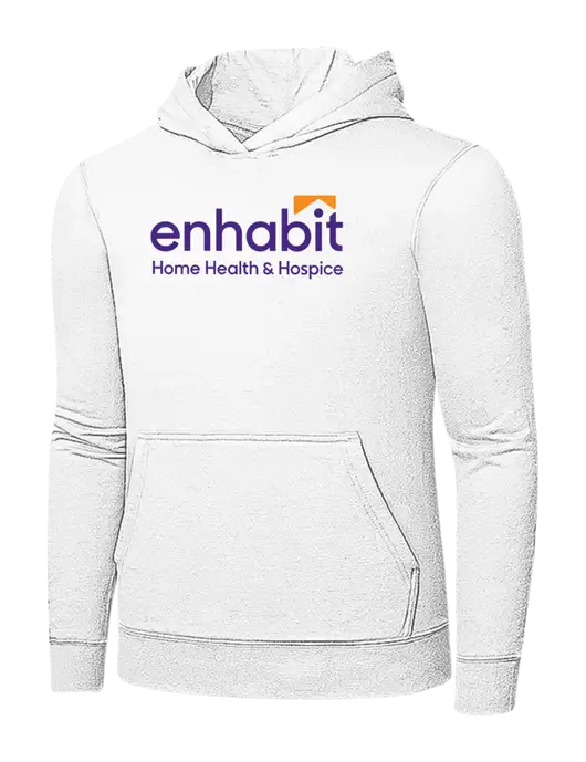 White 7.8 oz Ring Spun Hooded Sweatshirt w/Enhabit Logo