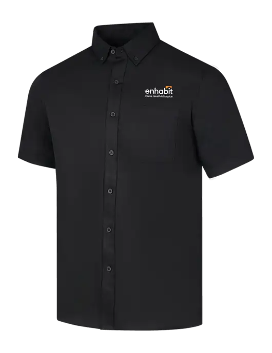 Short Sleeve Deep Black Superpro React Twill Shirt w/Enhabit Logo