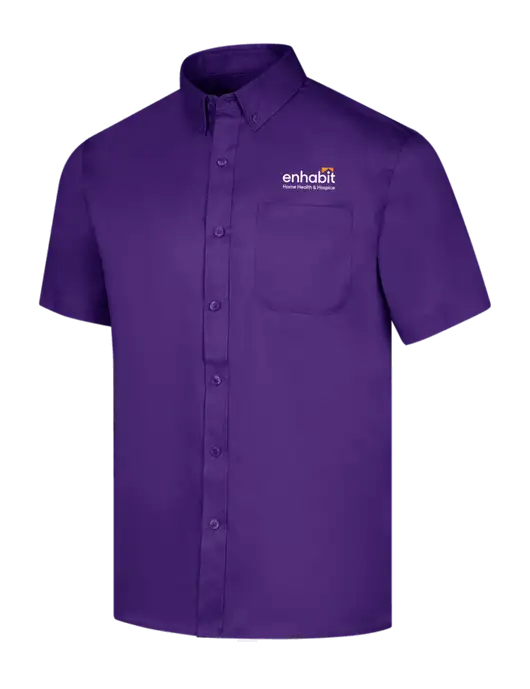Short Sleeve Purple Superpro React Twill Shirt w/Enhabit Logo