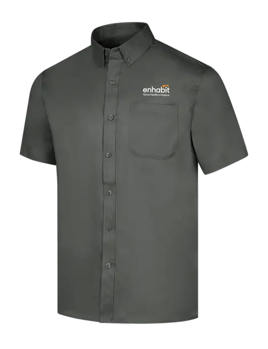 Short Sleeve Dark Grey Superpro React Twill Shirt w/Enhabit Logo
